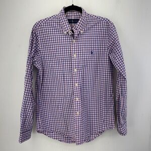 Ralph Lauren Mens Small Gingham Button Down Shirt Check Cotton Preppy Ivy League